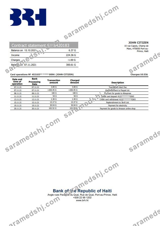 Haiti BRH bank statement